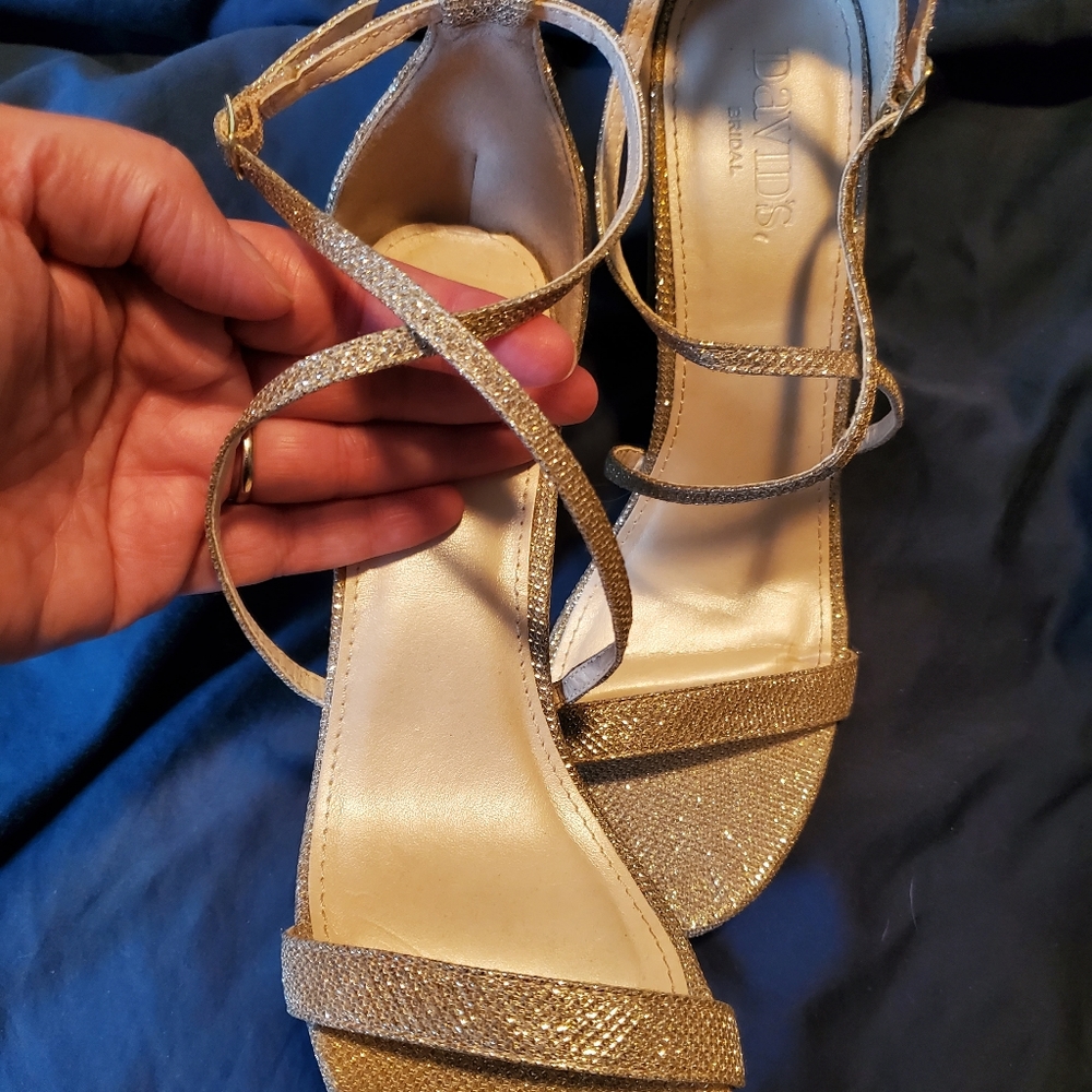 Gold sparkly heels